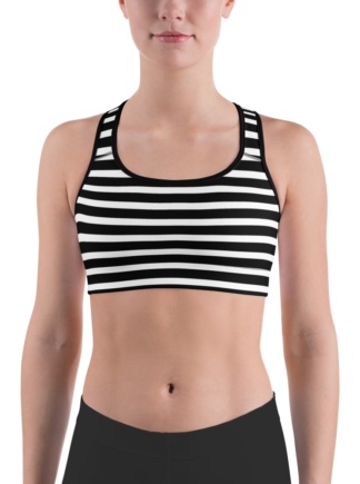 Black and White Stripes Sports Bra Striped top