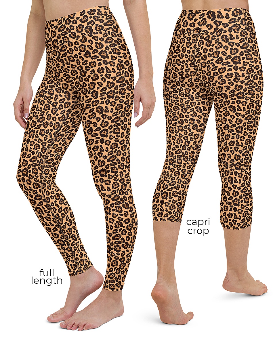Yoga Funny Leopard Print Wide Waistband Sports Leggings workout