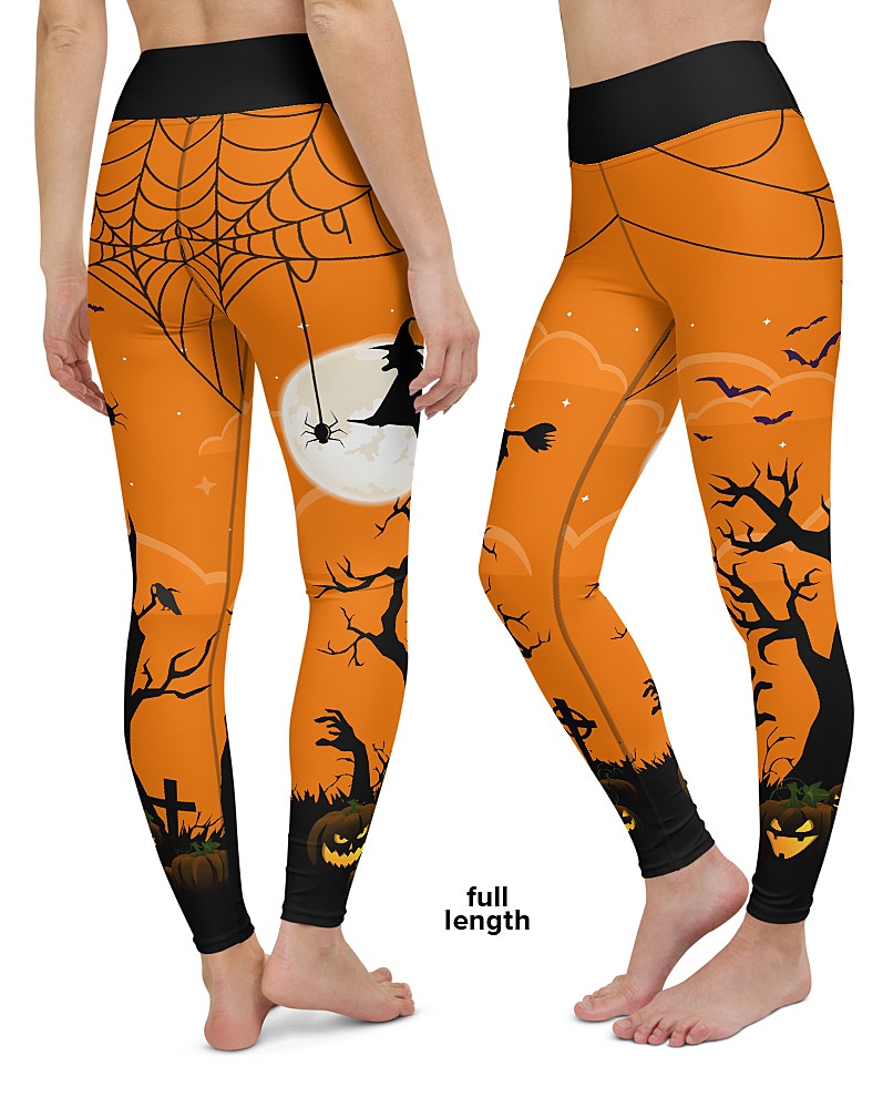 Halloween Cute Pumpkin and Ghost High Waisted Yoga Pants Workout