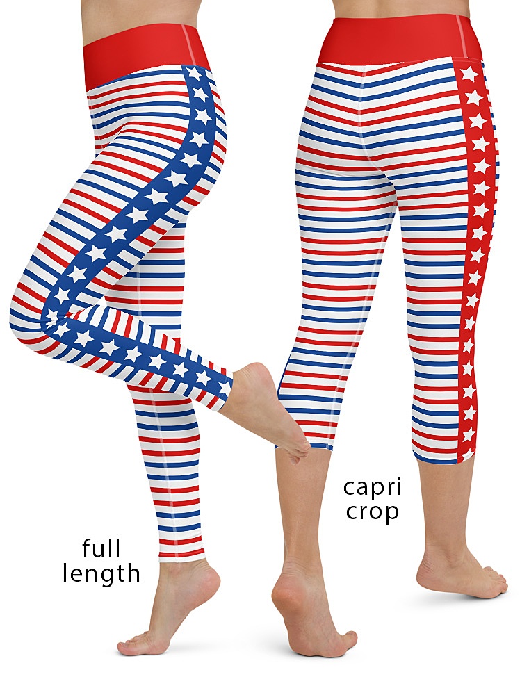 Womens Leggings, American Flag Capri Leggings