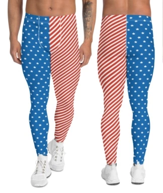 Men's American Flag Leggings 4th of July Exercise Pants