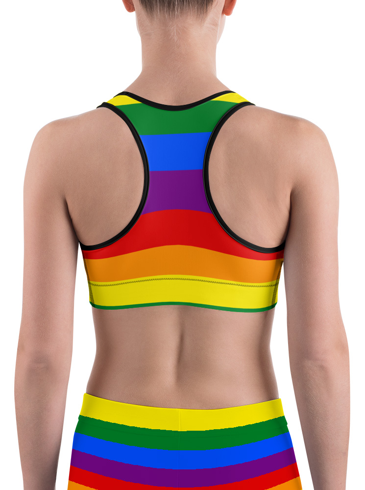 Pride Rainbow Sports Bra Women Workout LGBT Activewear Yoga