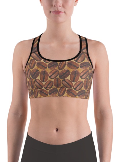 Addicted to Caffeine Lover Coffee Bean exercise sports bra