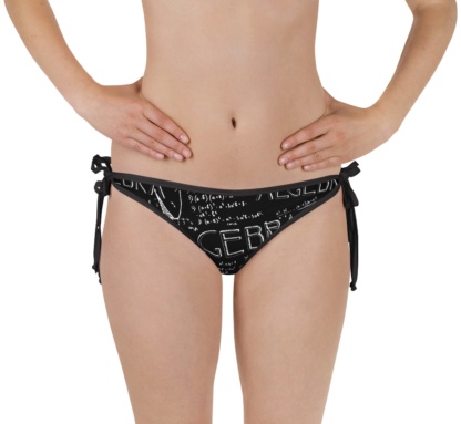 Black chalkboard math maths algebra class bathing suit twp piece reversible bikini