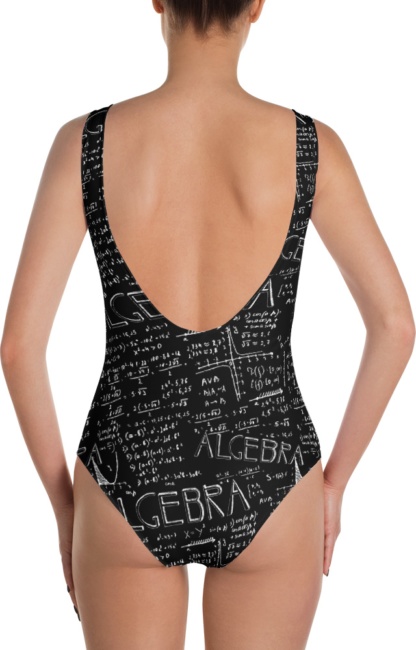 Black chalkboard math maths algebra class bathing suit one piece
