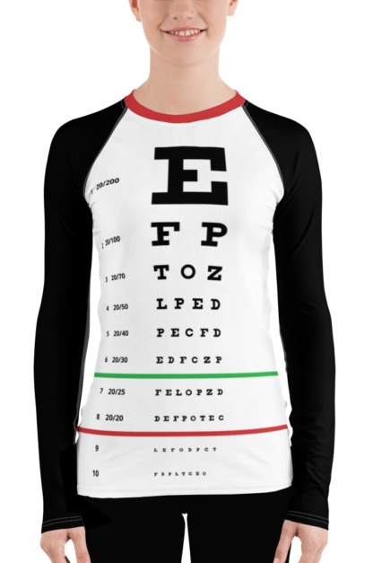eye chart snellen top exam rash guard surf shirt for women girls