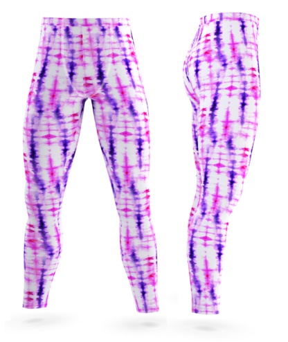 Retropink purple Hippy 60s tie dye men's legging compression pants