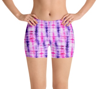 Retropink purple Hippy 60s tie dye women's legging compression shorts speedo