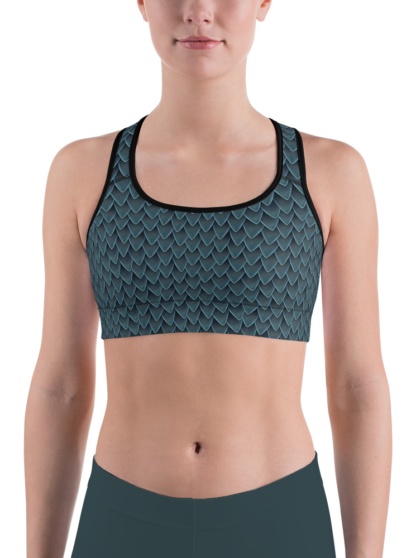 green dragon scales exercise athletic sports bra