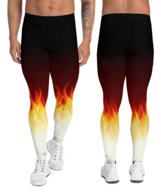 fire flame running leggings men mens boys compression pants