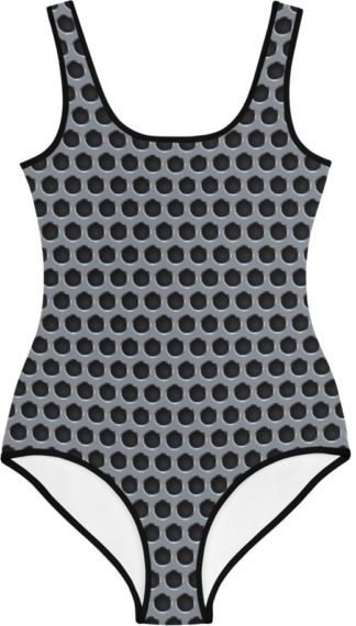 silver gray gothic metal grill kids bathing suit swimsuit for children