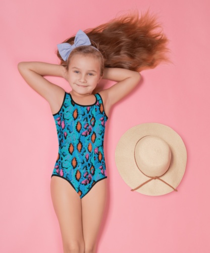blue snakeskin snake skin kids bathing suit swimsuit for children
