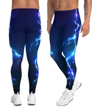 lightening bold thunderbolt men's boys leggings compression pants tights