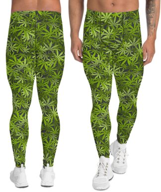 marijuana leggings men's boys cannabis, hemp, pot, weed, dope, ganja, splif leaf compression pants