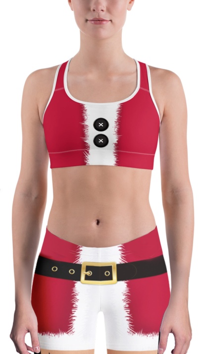 Santa Claus Uniform Costume Exercise Red Sports Bra