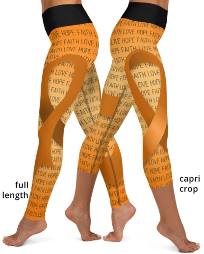 Faith Love Hope Orange Ribbon Leukemia Cancer Yoga Leggings