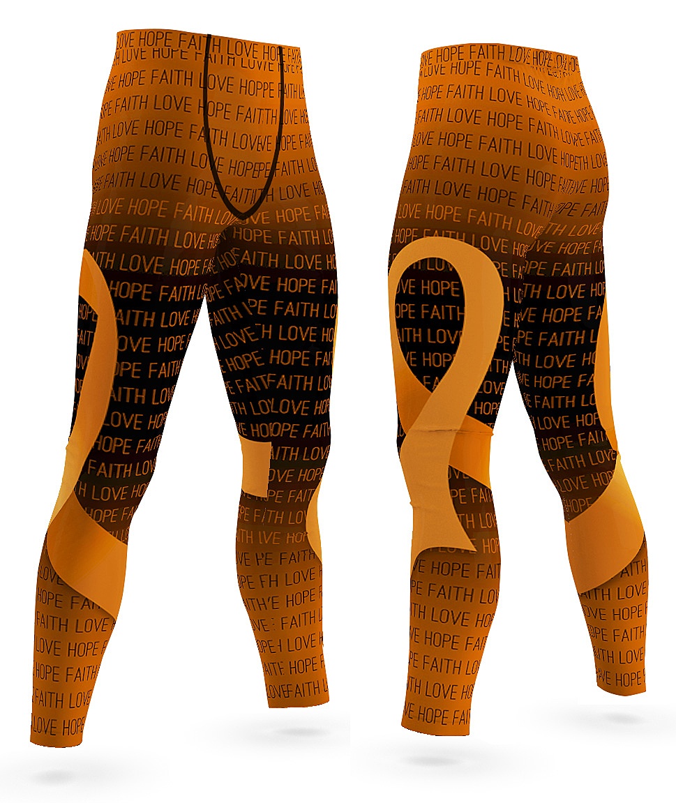 Faith Love Hope Leukemia Cancer Orange Ribbon Leggings for Men - Sporty  Chimp legging, workout gear & more