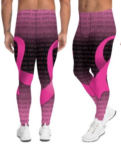 Faith Love Hope Breast Cancer Pink Ribbon Leggings for Men - Sporty ...