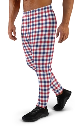 4th of July Red White & Blue Plaid Joggers for Men