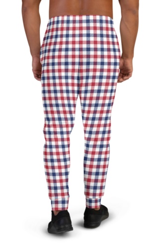 4th of July Red White & Blue Plaid Joggers for Men - Sporty Chimp ...