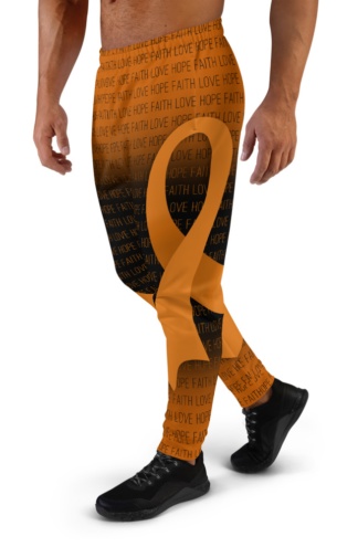 Faith Love Hope Orange Leukemia Cancer Ribbon Joggers for Men