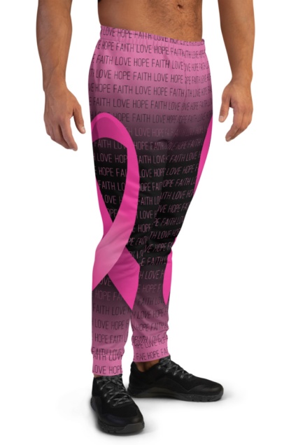 Faith Love Hope Pink Breast Cancer Ribbon Joggers for Men