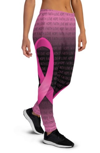 Faith Love Hope Pink Breast Cancer Ribbon Joggers for Women