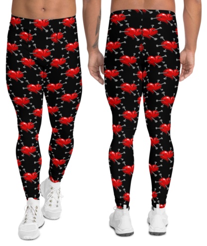 Valentines Day Nailed Heart Gothic Yoga Leggings for Men compression pants exercise