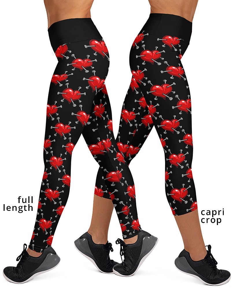 Valentines Day Nailed Heart Gothic Yoga Leggings - Sporty Chimp legging,  workout gear & more