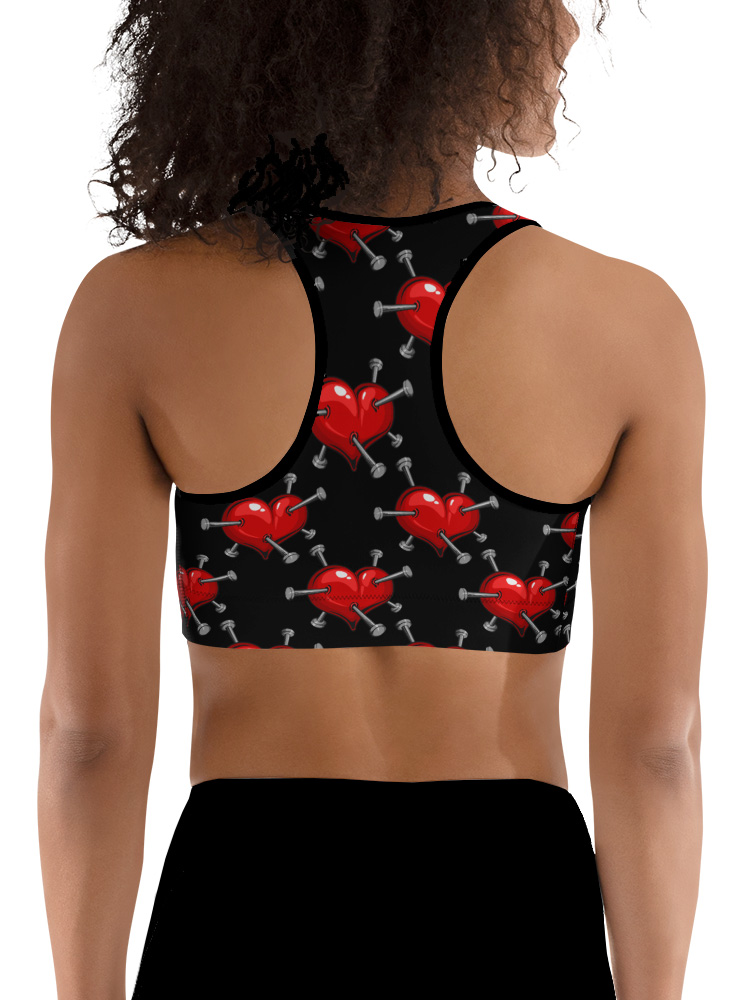 Nailed Heart Gothic Valentines Day Sports Bra - Sporty Chimp legging,  workout gear & more