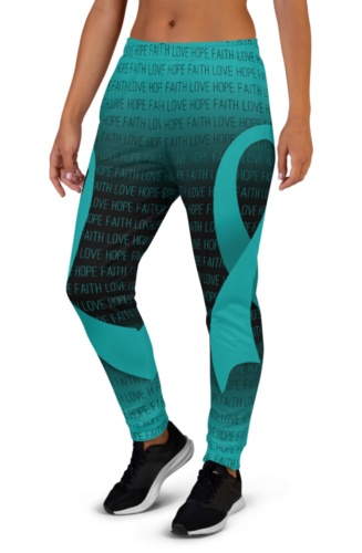 Faith Love Hope Teal Cervical Cancer Ribbon Joggers for Women - Sporty ...
