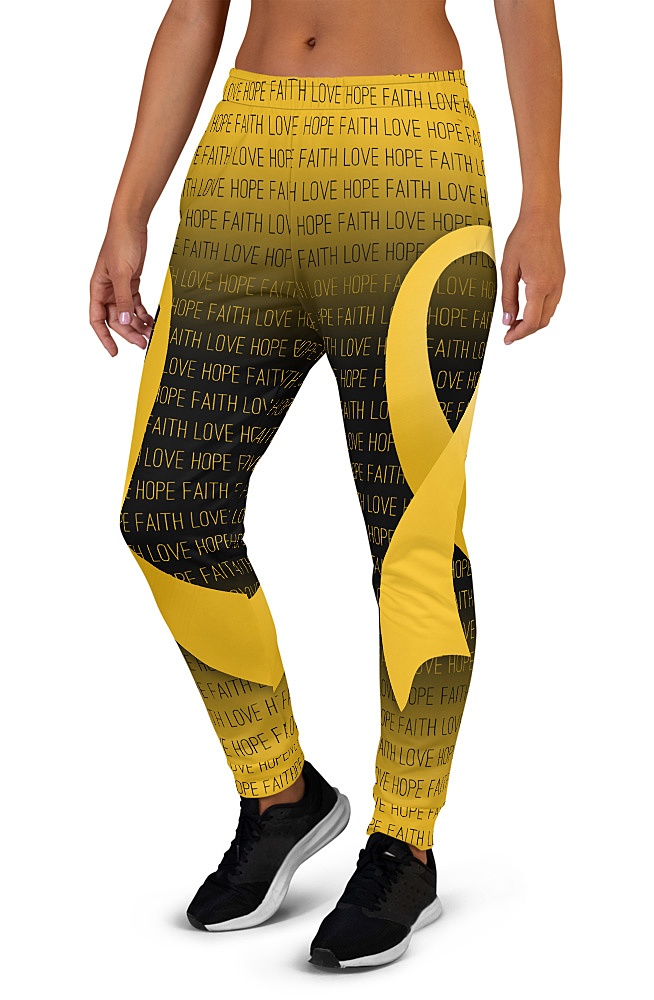 Faith Love Hope Gold Childhood Cancer Ribbon Joggers for Women - Sporty ...