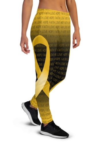 Faith Love Hope Gold Childhood Cancer Ribbon Joggers for Women