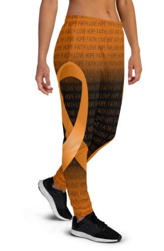 Faith Love Hope Orange Leukemia Cancer Ribbon Joggers for Women
