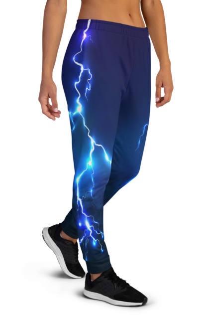 Lightening Bolt Joggers for women thunder storm blue purple