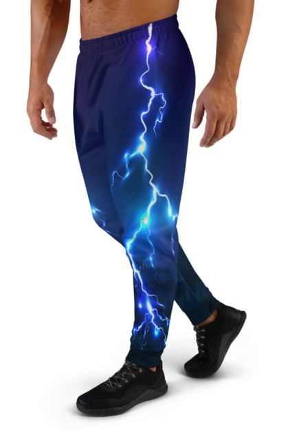 Lightening Bolt Joggers for Men thunder storm blue purple