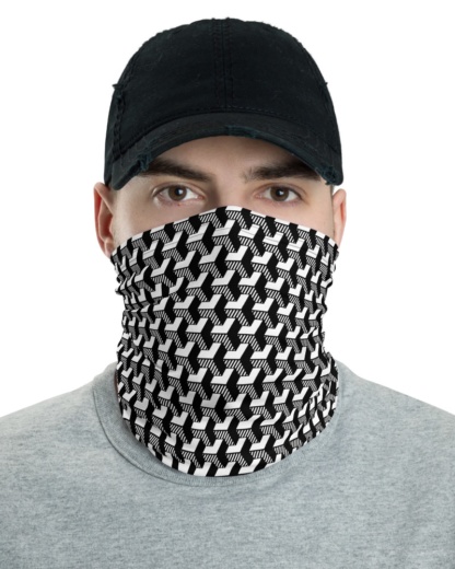 Black & White Geometric Strip Face Mask Neck Warmer
