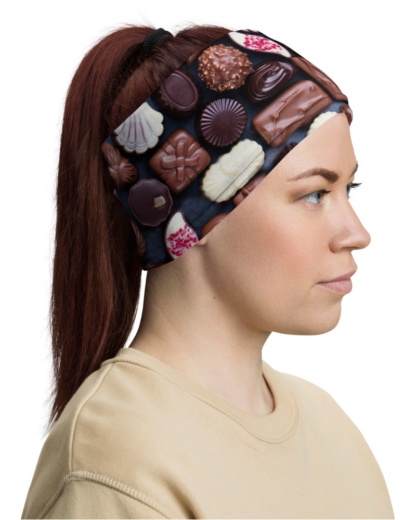 Chocolate Box Face Mask Neck Warmer assorted chocolate