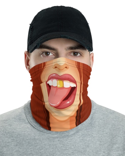 Gold Tooth Smiling Girl Face Mask Neck Warmer