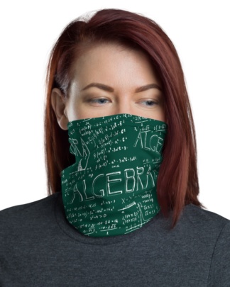 Math Algebra Green Chalkboard Face Mask Neck Warmer