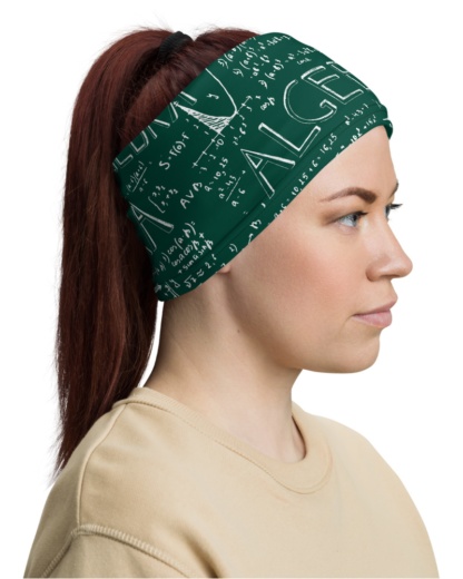 Math Algebra Green Chalkboard Face Mask Neck Warmer