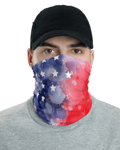 Abstract USA Flag Face Mask Neck Gaiter USA 4th of July American America patrotic patriot patriotic stars stripes star blue red
