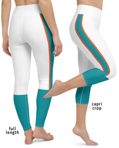 Miami Dolphins Football Uniform Yoga Sports Leggings Florida blue white teal pants