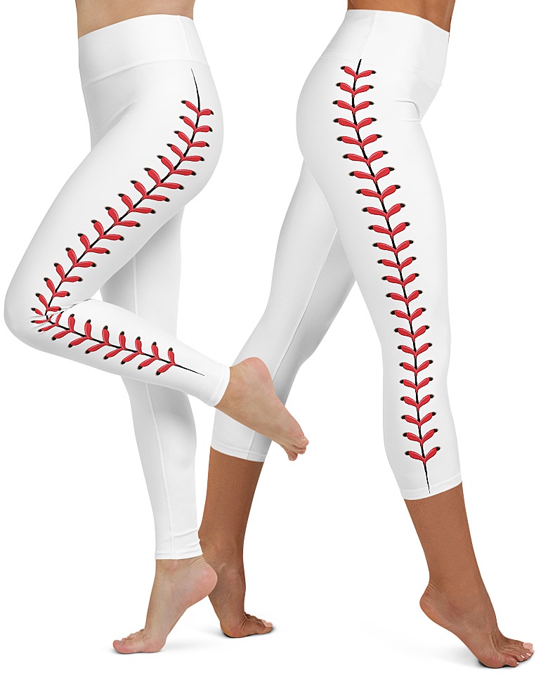 Leggings For Fitness Women Baseball Print Stretch Sport Pants