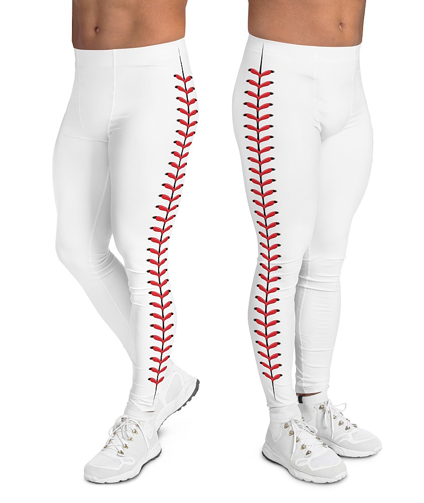 Womens Workout Yoga Baseball Stitches Leggings Red/White