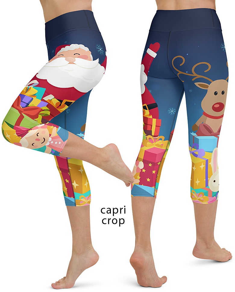 EQWLJWE Leggings for Women Christmas Womens Pants Plus Size Funny Reindeer  Santa Print Stretchy Workout Yoga Pants Holiday Xmas Pants 