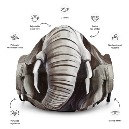 Washable Elephant Face Mask with Filter Pocket trunk animal