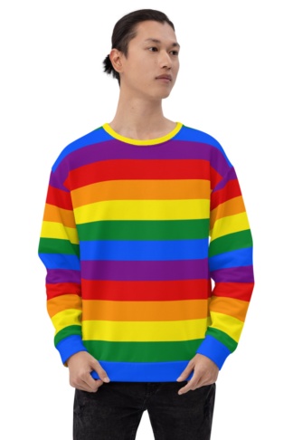 Rainbow Gay Flag Sweatshirt / Unisex Size symbol of lesbian, gay, bisexual, transgender, and queer pride and LGBTQ social movements