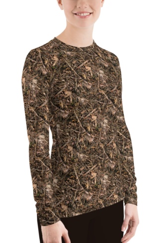Women's Branches & Twigs Realistic Camouflage Rash Guard camo Top