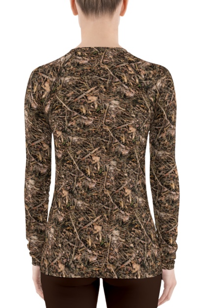 Women's Branches & Twigs Realistic Camouflage Rash Guard camo Top